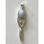 Goddess Pendant Blue Lace agate on Silver